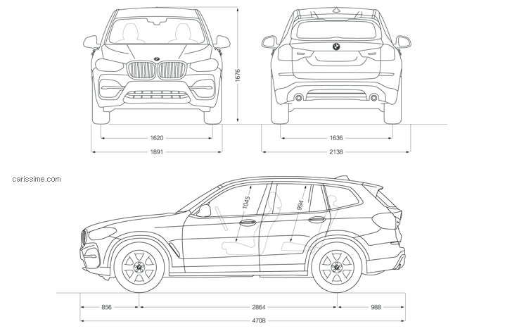 dimensions BMW X3 3 SUV Familial 2017