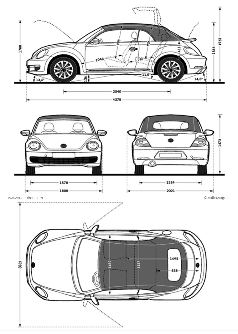 coccinelle volkswagen dimensions