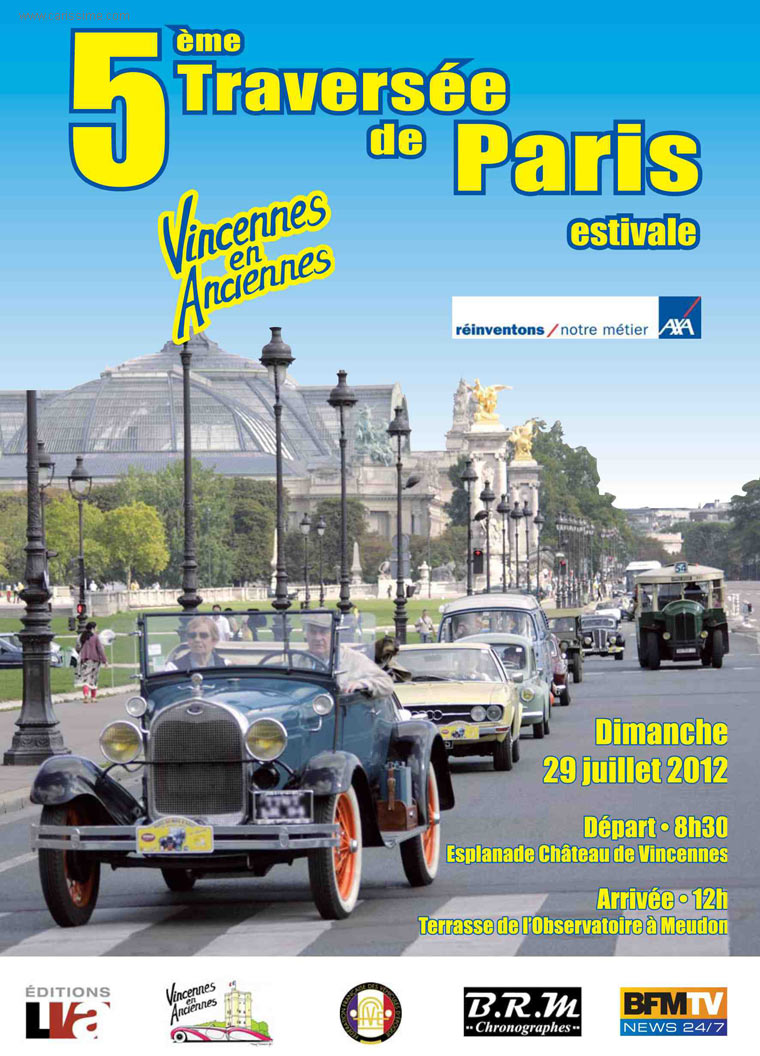 Affiche Traversée de Paris 2012 en Voiture de Collection