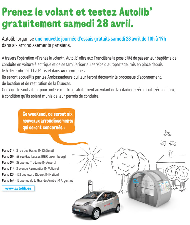 journée d’essais Autolib Voitures électriques