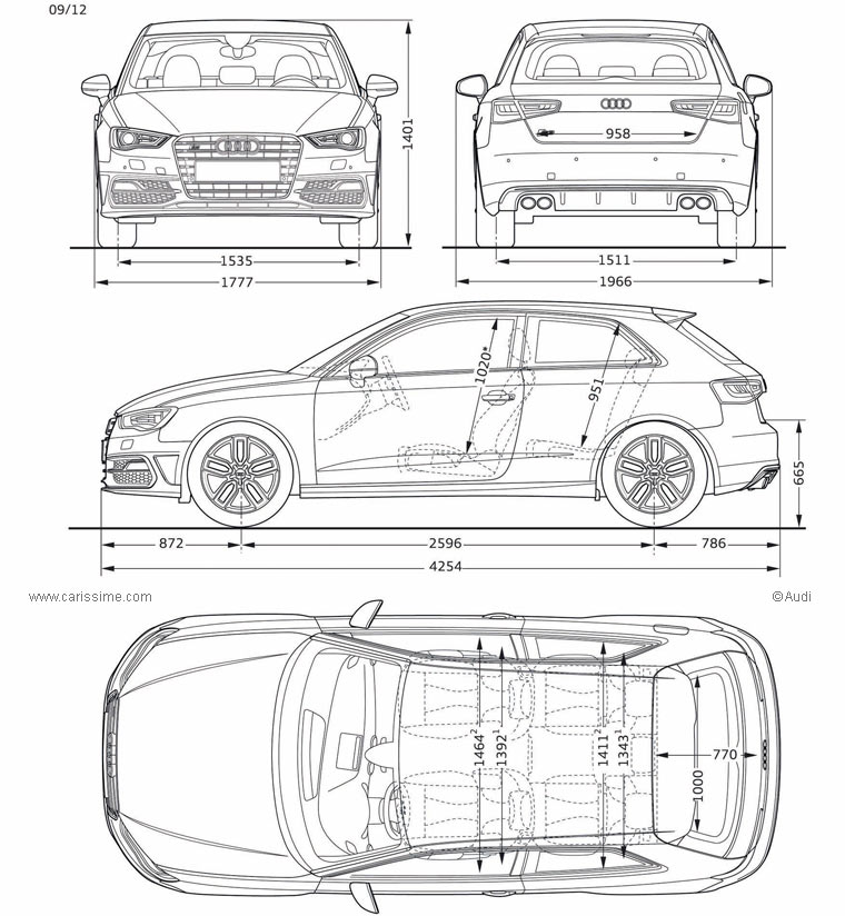 Audi A3 3 S3 Dimensions