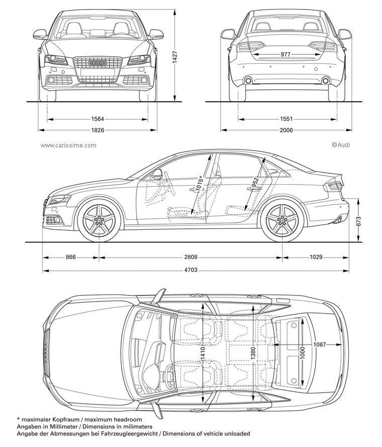 Audi A4 3 Dimensions
