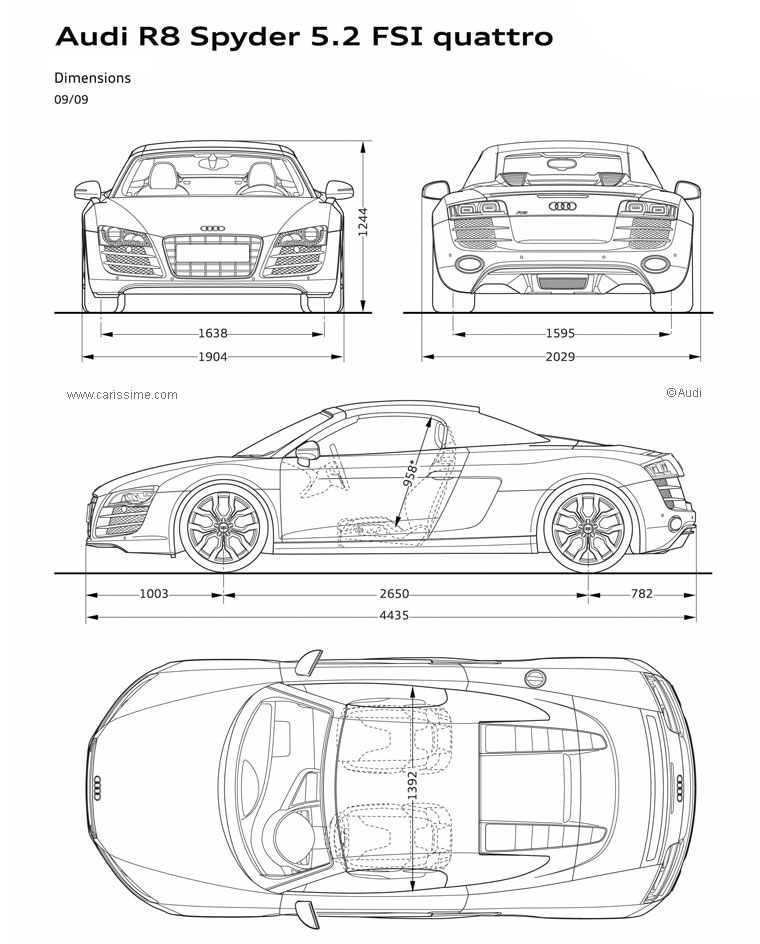 R8 Spyder Cabriolet dimensions