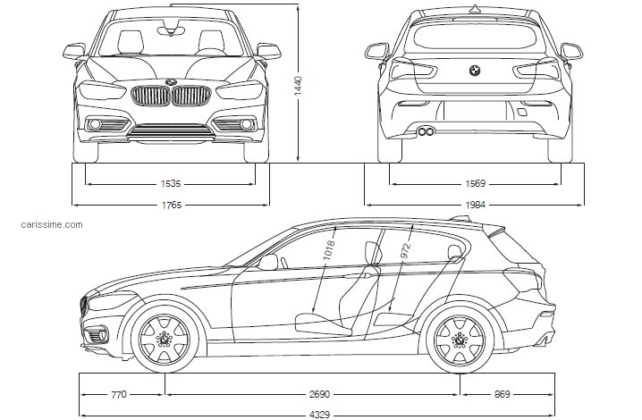 Dimensions BMW Série 1 - 2 2015