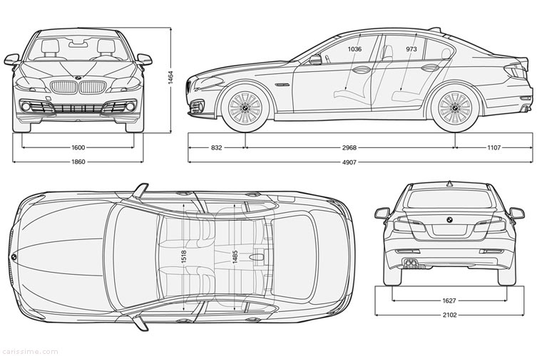 BMW Série 5 - 6 - restylage 2013 Dimensions