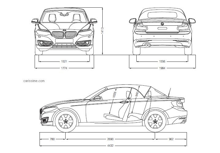 Dimensions BMW Série 2 Cabriolet 2014