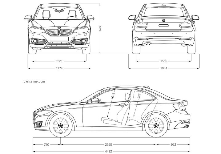 Dimensions BMW Série 2 Coupé 2014 Dimensions BMW Série 2 Coupé 2014
