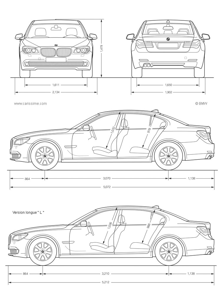 BMW Série 7 5 Fiche Technique dimensions