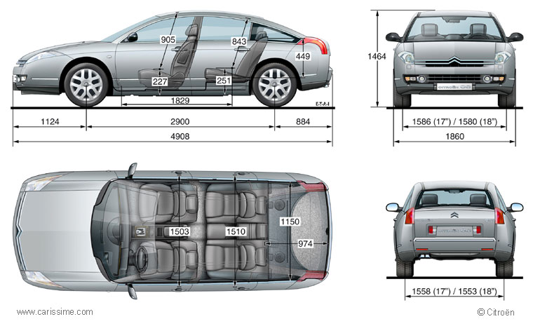 Citroën C6 2005 / 2013 Dimensions