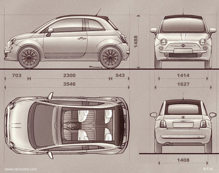 Fiat 500C Cabriolet Dimension