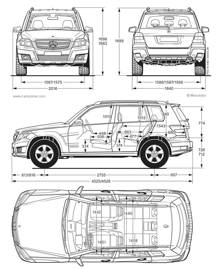 Mercedes GLK Dimensions