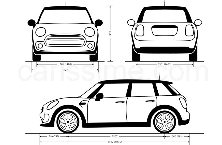 Dimensions Mini 3 - 5 portes