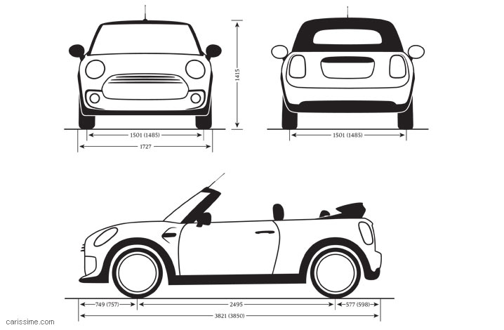Dimensions MINI 3 Cabrio cabriolet 2016 Dimensions MINI 3 Cabrio cabriolet 2016