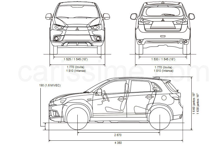 Dimensions Mitsubishi ASX 2013 Dimensions Mitsubishi ASX 2013