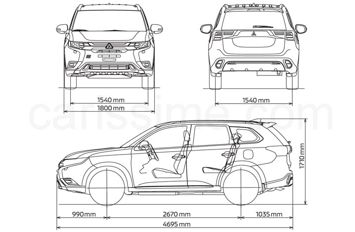 dimensions Mitsubishi Outlander 2015 SUV Familial