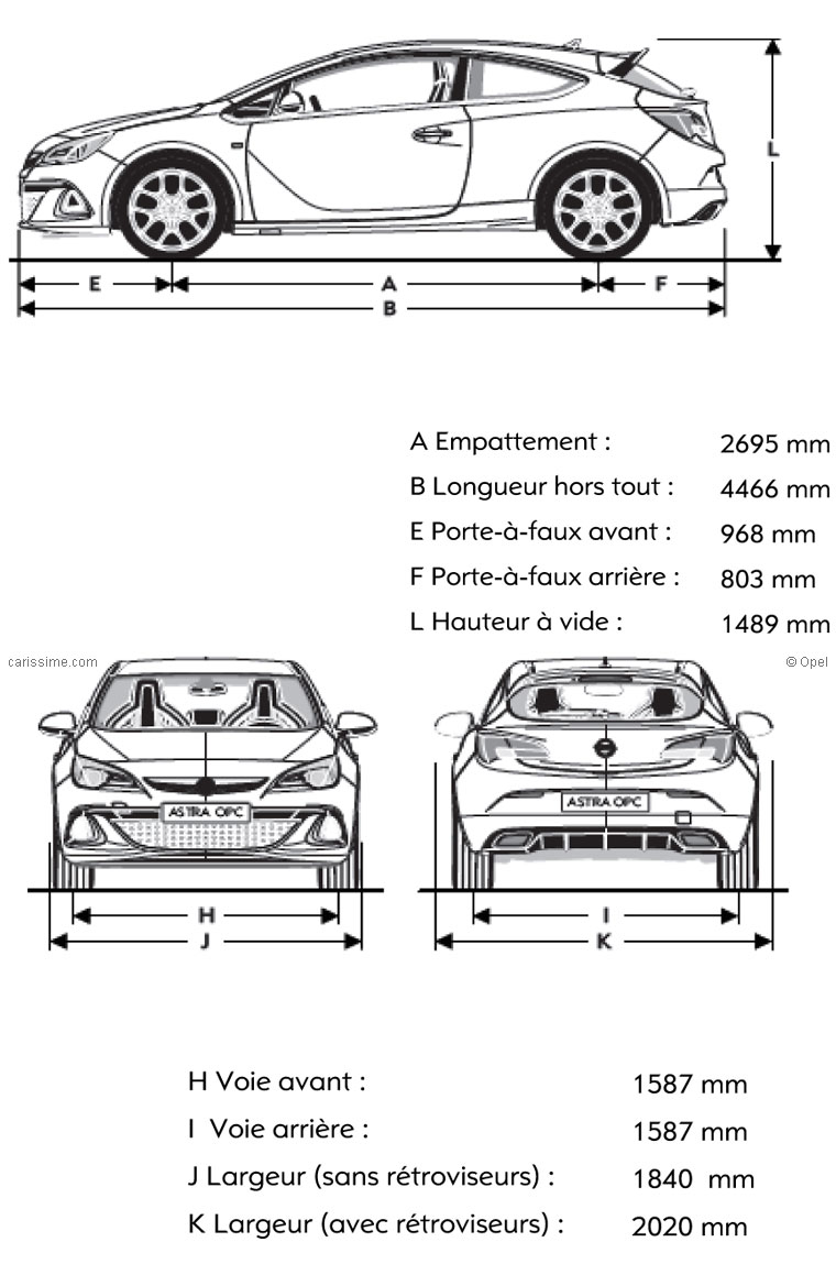 Opel Astra 4 OPC 2012 dimensions