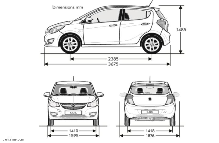 Dimensions Opel Karl 2015 Dimensions Opel Karl 2015