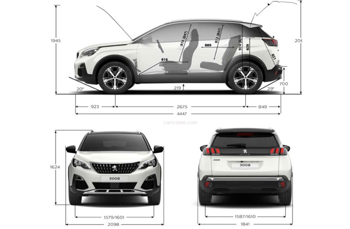 Dimensions Peugeot 3008 2 SUV 2016