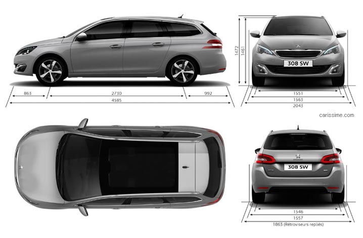 dimensions Peugeot 308 SW Break 2014