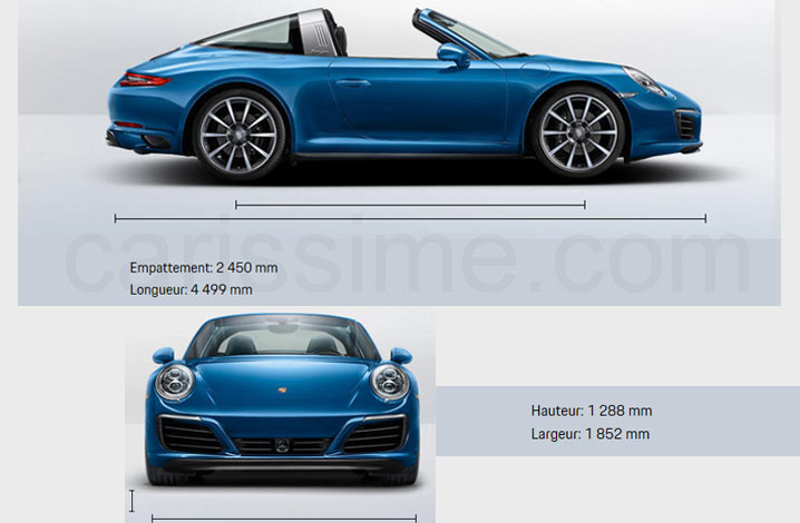 Dimensions Porsche 911 7 Targa