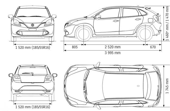 dimensions Suzuki Baleno 2016