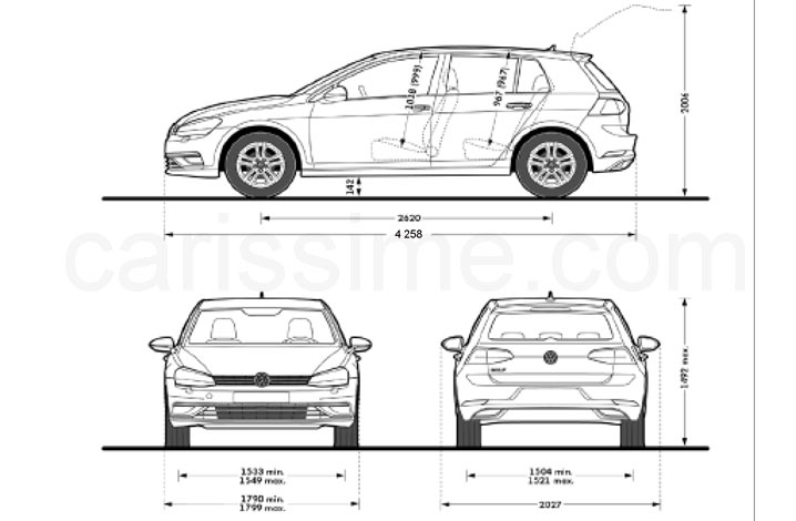 Volkswagen Golf 7 dimensions