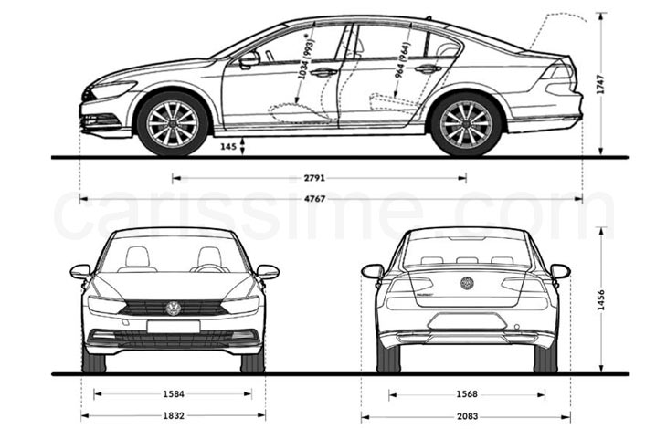 Volkswagen Passat 8 2014 Dimensions