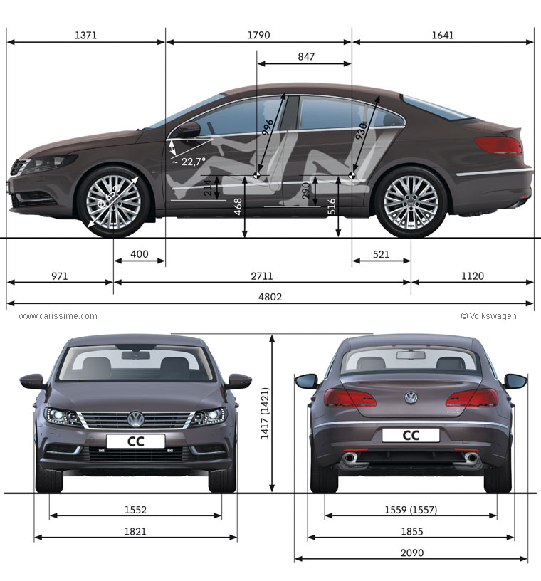 Volkswagen CC restylage 2012 dimensions