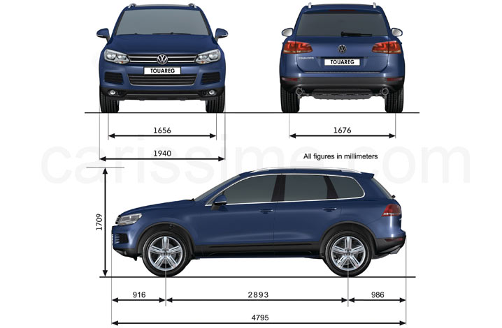 Volkswagen Touareg 2 2010 / 2014 Dimensions